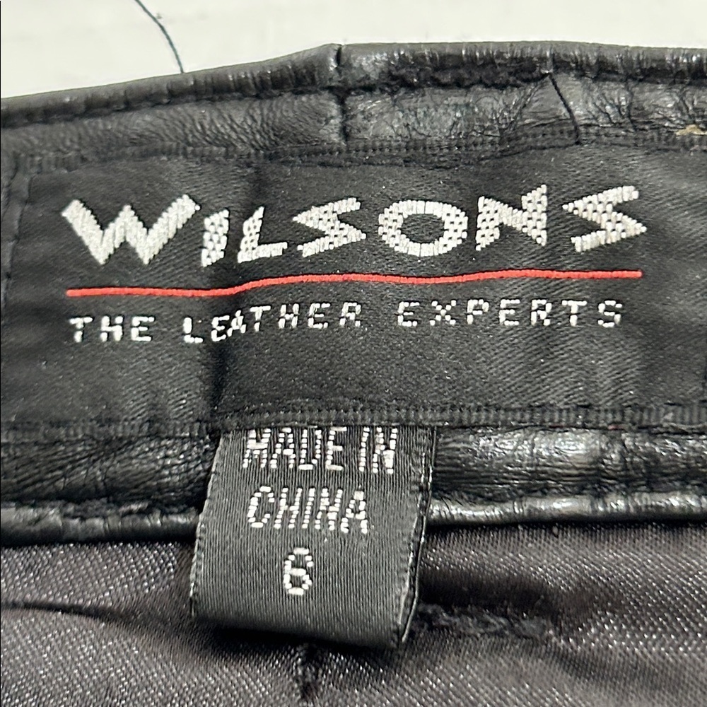 WILSONS BLACK SOFT LEATHER STRAIGHT LEG WOMENS LINED CLASSIC PANTS SZ 6 - Picture 6 of 13